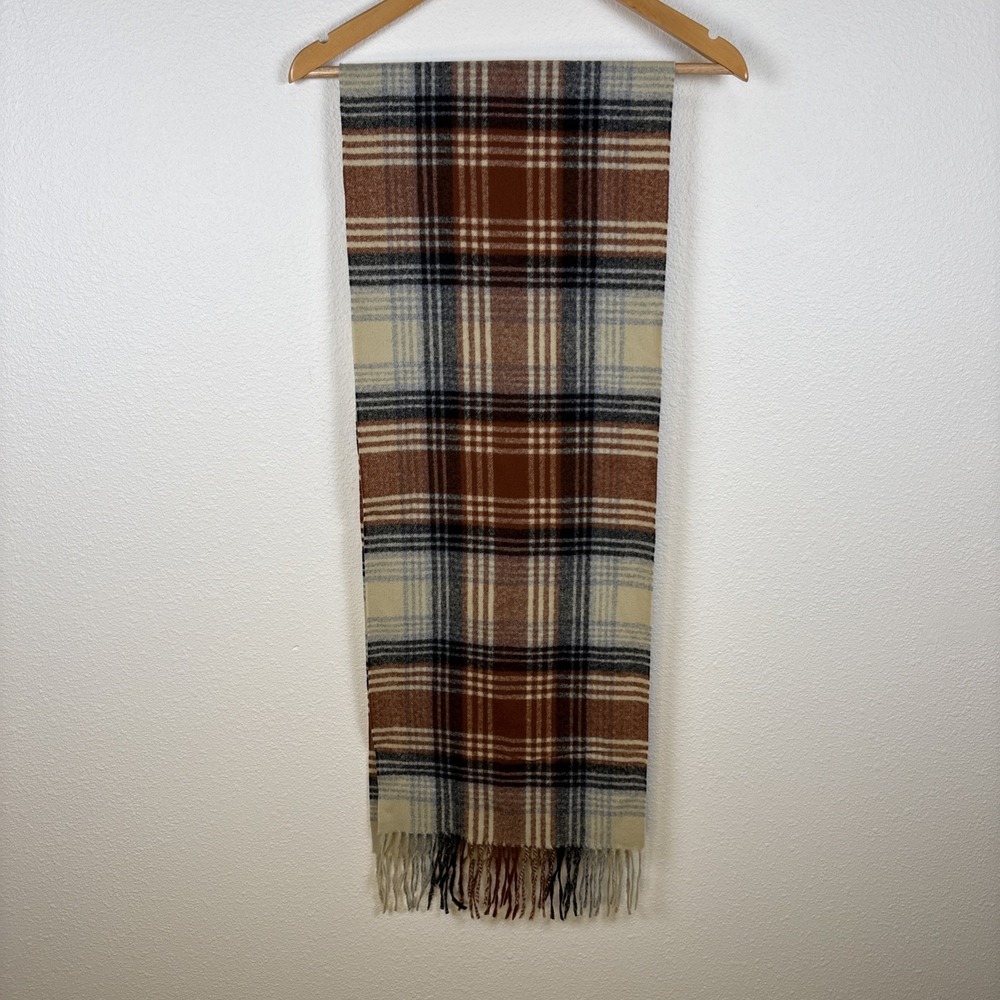 VTG Plaid Neck Scarf 100% Cashmere Hand Tailored Made in Germany - Picture 5 of 10